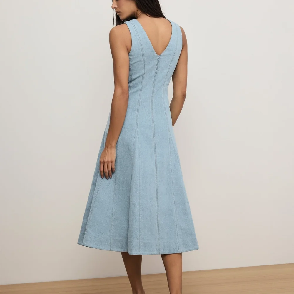 Big Sale! Veronica Beard Lou Pleated Midi Dress - Picture 3 of 12